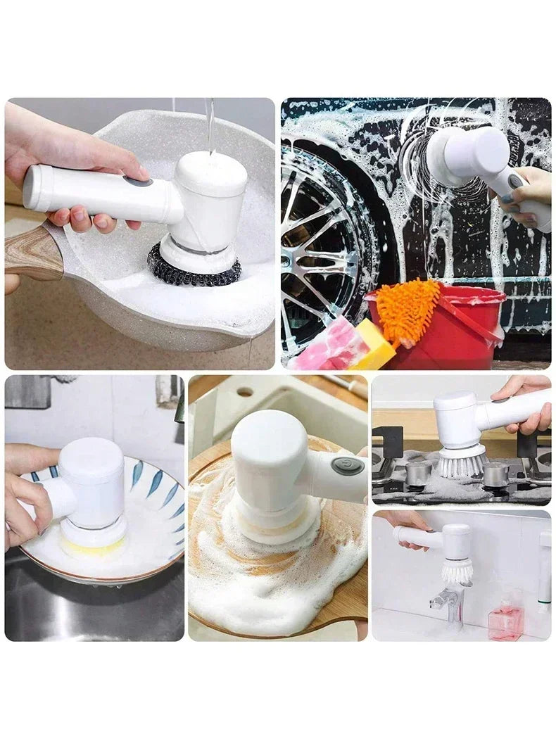 Electric Spin Scrubber 5 in 1 Electric Cleaning Brush Bathroom Cleaning Brush with 5 Replaceable Heads, Handheld Cleaning Brush